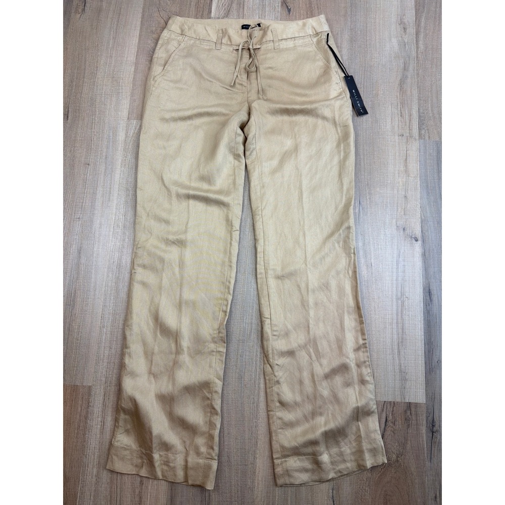 Willi Smith Khaki Ramie Rayon Wide Leg Trousers Pants D362 Tan Womens 6 NWT